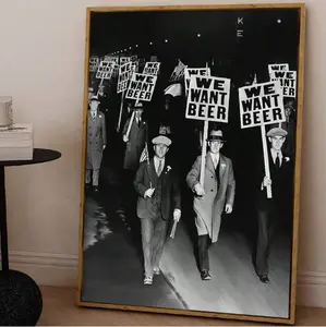 1pc/Set Vintage Black And White We Want Beer  Wall Art Posters And Prints, Fashion Wall Art For Beer And Liquor Enthusiasts,Suitable For Living Room, Bedroom Decorations