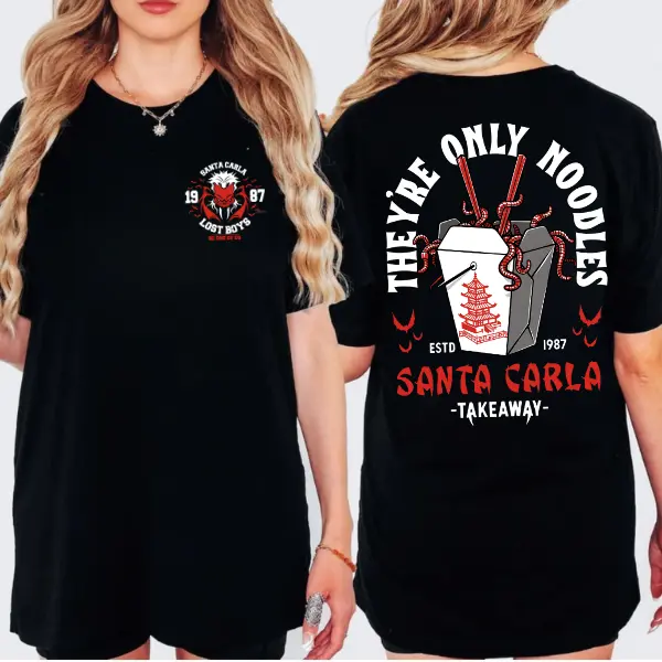 The Lost Boys Noodles Shirt – 1987 Santa Carla Takeaway Tee, Vampire Horror Movie Quote Graphic T-shirt, Retro Halloween Top Streetwear Tshirt