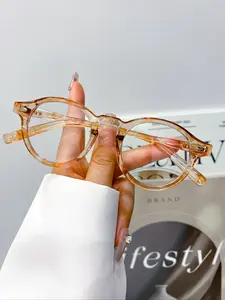 New Classic Retro Small Frame Oval Fashion Glasses, High Quality Trendy Street Style Eyewear for Women & Men, Daily Wear Decorative Frames, Stylish Trendy Eyewear