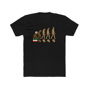 Evolution Monkey to Human Iran Flag Graphic T Shirt Men Funny Streetwear Short Sleeve Crewneck Casual Cotton Tee for Daily Wear