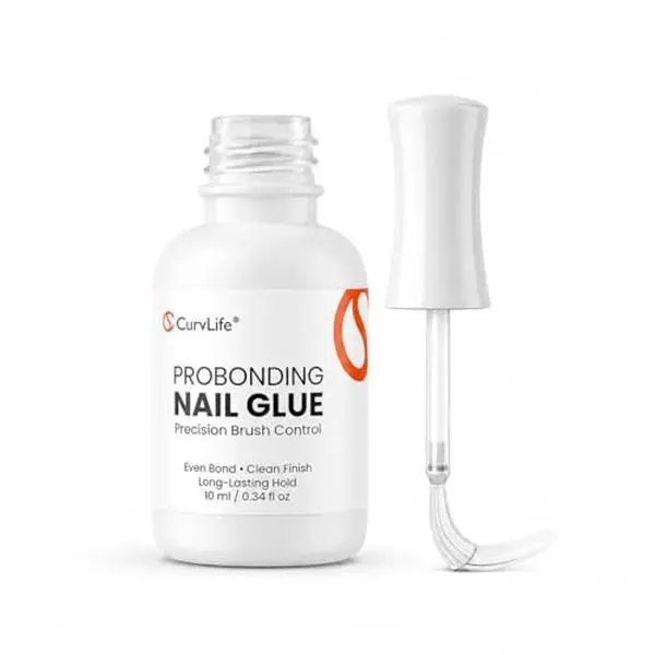 CurvLife ProBonding Brush-On Semi Solid Nail Glue for Press On Nails, 10ml | Fast Bonding Strong, Air Dry, Mess-Free Formula Salon-Grade Hold for Acrylic & Artificial Nails