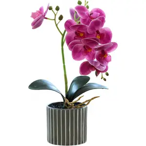 Realistic Artificial Orchid Potted Plant, Lifelike Touch Fake Flower Bonsai, Perfect for Table Centerpiece, Living Room and Home Decoration