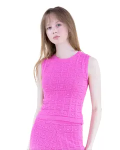 Tailored Textured Knit Sleeveless Top – Women’s Round Neck Structured Tank