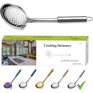 Stainless Steel Cooking Skimmer - Slotted Spoon for Straining, Ideal for Kitchen Use