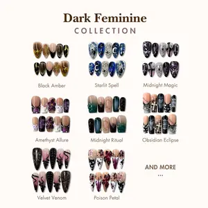 NailPhoria DARK FEMININE Collection - Handmade Press-On Nails | Reusable, Salon-Quality, Long-Lasting, Glossy Design