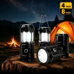4/8-Pack Solar Camping Lantern, Collapsible LED Flashlight, USB Rechargeable Waterproof Light for Memorial Day Sale, Father's Day Gift, Outdoor Hiking, Power Outage, Hurricane Survival.