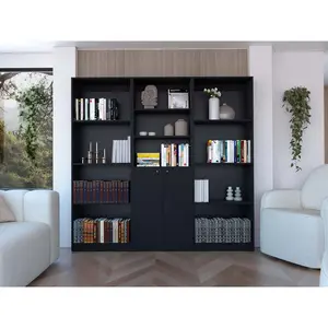 Black 3 Piece Living Room Set with 3 Bookcases, Bookcase Shelf for CDs/Movies/Books, Home Office Bookcase Shelf Storage Organizer, Modern Book Shelf for Bedroom/Living Room/Home Office tall bookshelf shelf bookcase ikea  bookshelf  hack