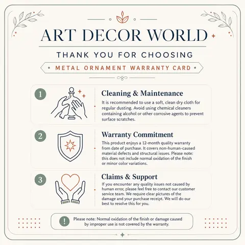 Thank You Cards - Customer Appreciation Insert Cards with Care Instructions for Metal Wall Decor Orders, Home Decor Plaques & Signs Accessory