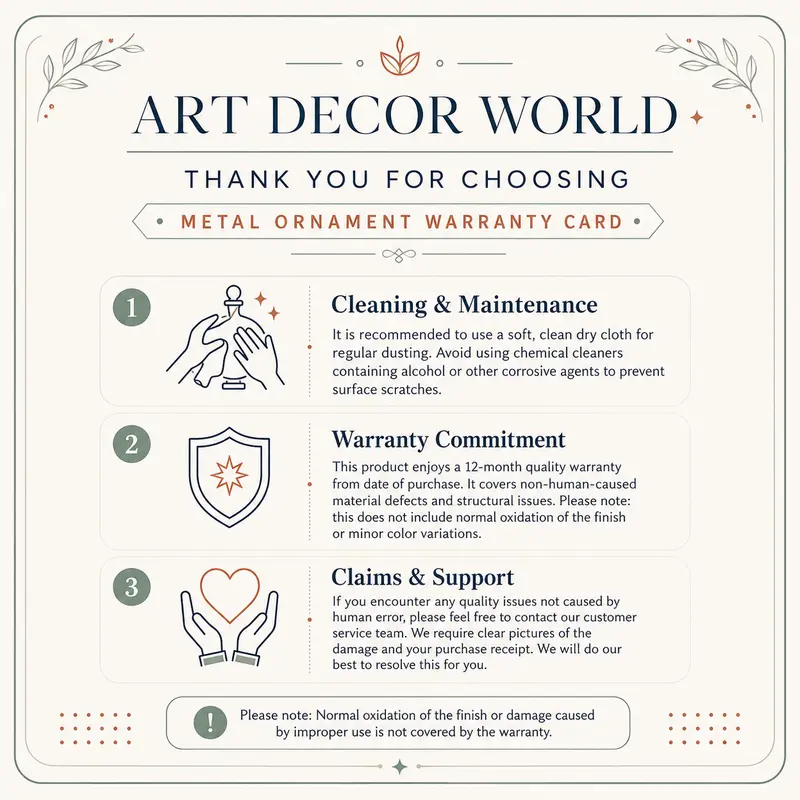 Thank You Cards - Customer Appreciation Insert Cards with Care Instructions for Metal Wall Decor Orders, Home Decor Plaques & Signs Accessory