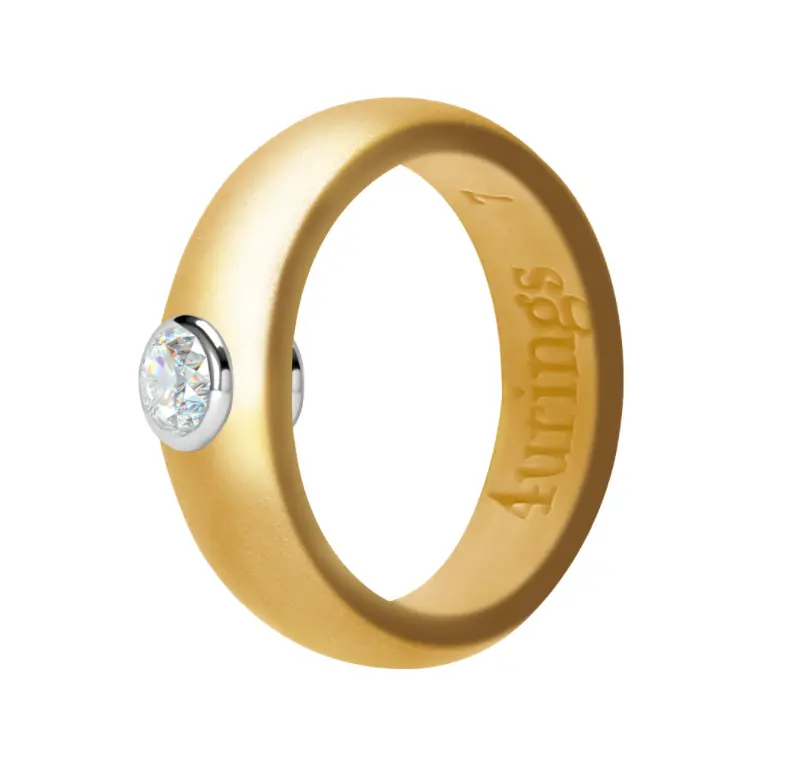 Viral TikTok Silicone Ring – Rhinestone Sparkle Engagement Ring for Her, Minimalist Wedding Band, Perfect for Travel/Gym (Waterproof) Size 4-12 Unique Ring Beautiful Rings Bridal Ring