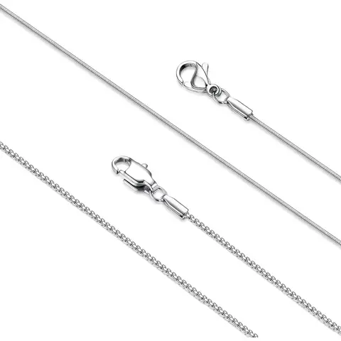 2Pcs Stainless Steel Chain for Women - 1mm Thin & Strong Silver Chain Necklace - Hypoallergenic Snake Box Necklace, 16 18 20 22 24 28 30 Inch, Minimalist Necklaces, Daily Casual Necklace