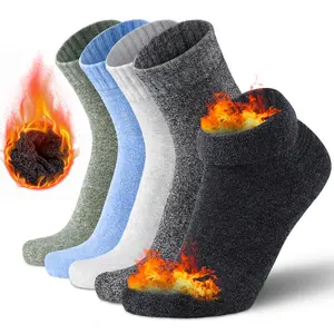 5 Pairs Men's Mid-Calf Socks Warm Cozy Cotton Socks for Fall Winter Thick Terry Loops  Stretchy Non-Constricting Cuffs Perfect for Sports Casual Wear Work
