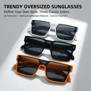 3Pcs Unisex Oversized Square Flat Top Sunglasses, Trendy Chunky Plastic Frame Retro Fashion Shades for Travel Photography Outdoor Reading [Does not include gift box]