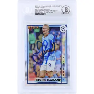 Erling Haaland Manchester City Autographed 2022-23 Topps Merlin UEFA Refractor #92 Beckett Fanatics Witnessed Authenticated Card - Fanatics Authentic Certified