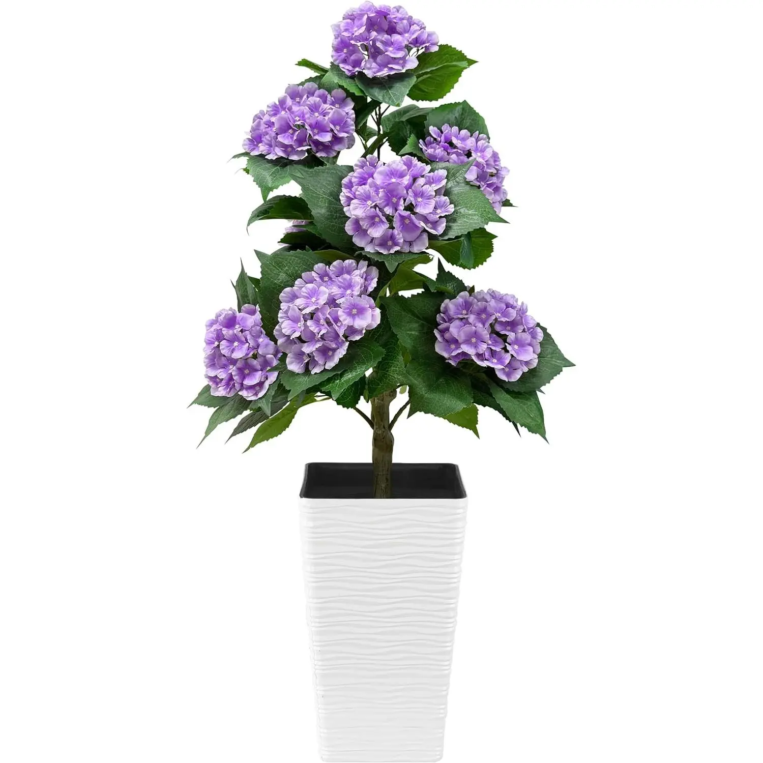 #tiktokshopsummersale 46-Inch Waterproof Synthetic PE Fabric Purple Hydrangea Flower Tree, Fake Topiary Plant with Cement-Filled Planter (Includes Pot), Decorative Potted Faux Plant for Porch, Home Decor