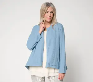 LOGO Lavish by Lori Goldstein Textured Zip Front Topper