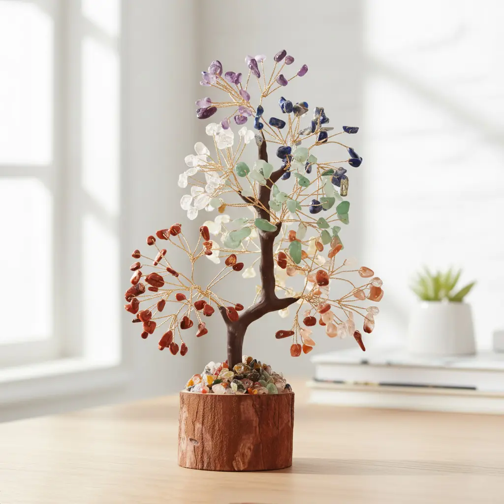 7 Chakra Crystal Tree of Life Healing Crystals Trees for Home Decor, Office Desk Decor, Boho Decor, Handmade Bonsai Trees for Positive Energy, Money, Good Luck Birthday Gifts for Women, Mom homedecor