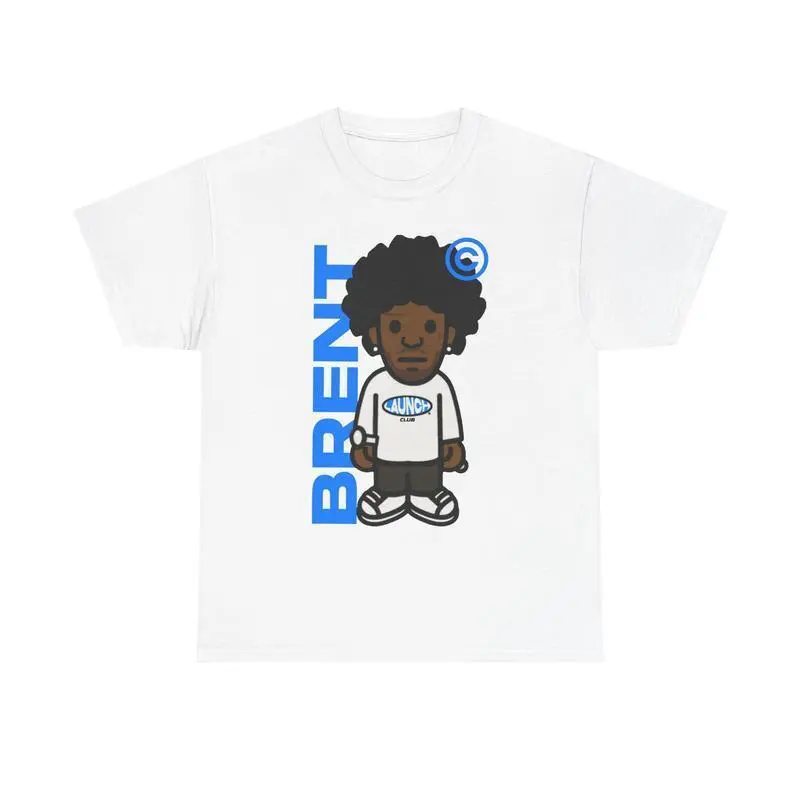Men's Menswear Short Sleeve Round Neck T-Shirt - Sports Streetwear with Cartoon Character Graphic, Vertical Blue Letter Print, Retro Hip Hop Black Casual Tops for Music Lovers, Shortsleeve, Sporty Chic