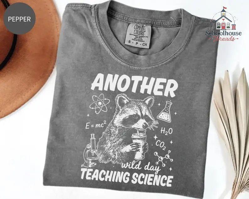 Comfort Colors Funny Science Teacher Shirt, Raccoon STEM Teacher Graphic Tee, Unisex Gift, Apparel Made In The US – Schoolhouse Threads