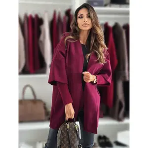 Women��s Oversized Wool Blend Coat Open Front Cape Jacket Elegant Long Sleeve Loose Outerwear with Pockets Casual Winter Coat for Fall and Winter Outfits