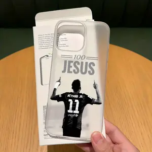 Football N-Neymars Brazil Jesus Pattern Design Cellphone Case Suitable for iPhone 17 16e 16 15 14 13 12 11 Pro Max Air XR XS X 7 8 Plus Soft TPU Matte Protective Back Cover, Protector phone