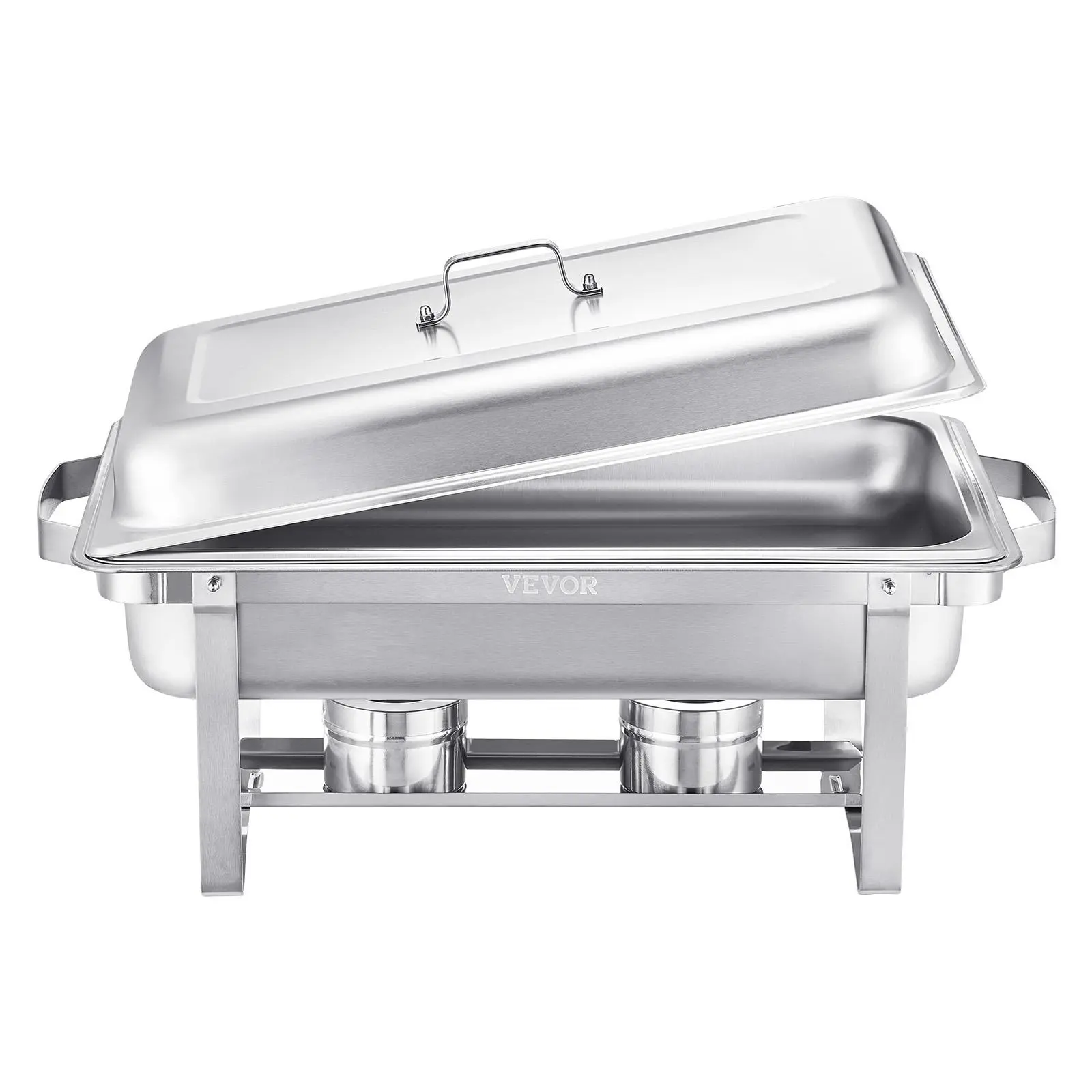 【SummerFinds】VEVOR Chafing Dish Buffet Set,  8 Qt 2 Pack, Stainless Steel Chafer with 2 Full Size Pans, Rectangle Catering Warmer Server with Lid Water Pan Stand Fuel Holder, for Weddings Parties Banquets, Silver