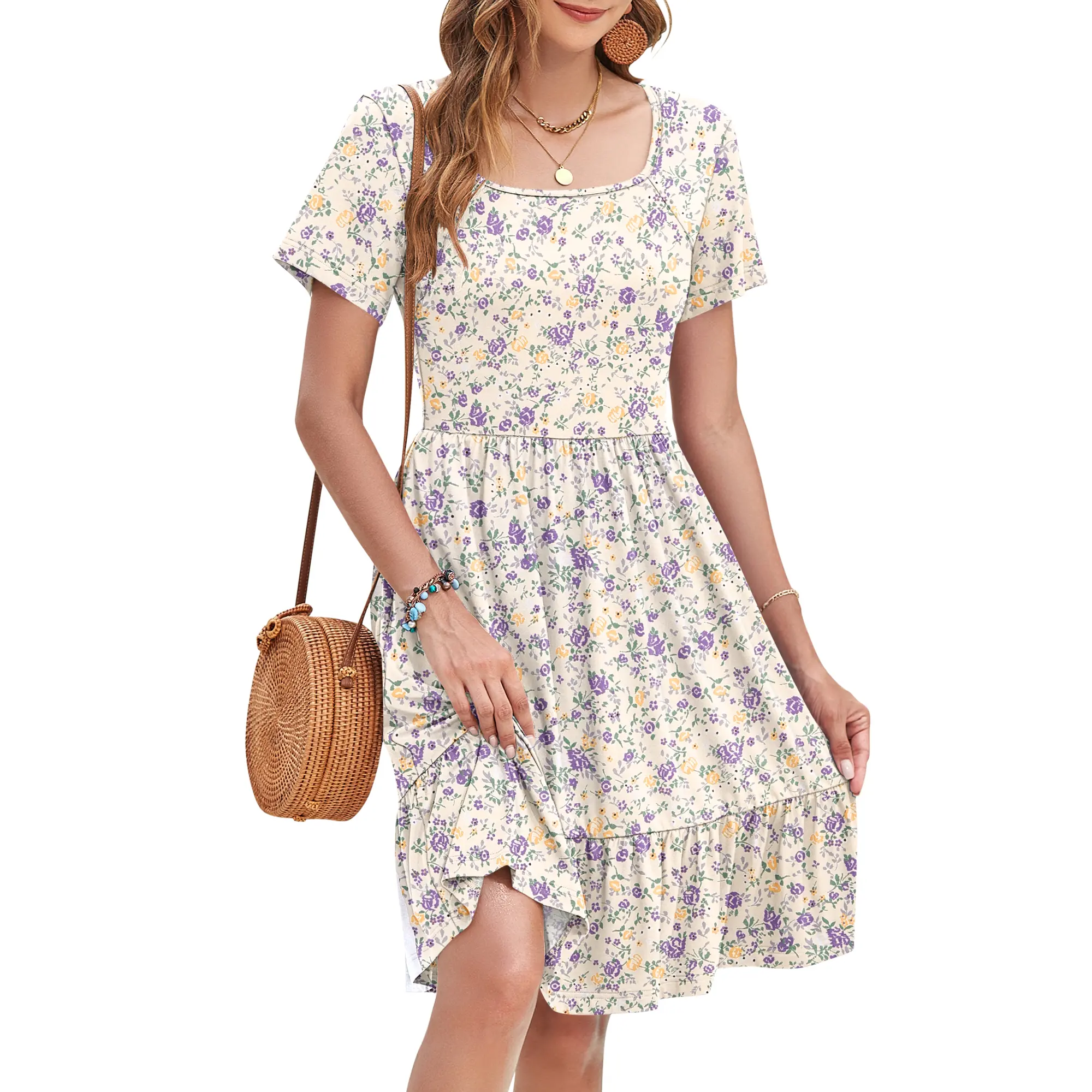 Apricot Purple Floral