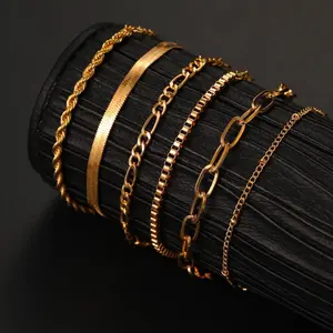 Gold Jewelry Set - High Quality Bracelet Stack - Pack of 6