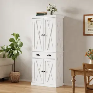 72''H Kitchen Pantry Storage Cabinet with Drawers and Adjustable Shelves