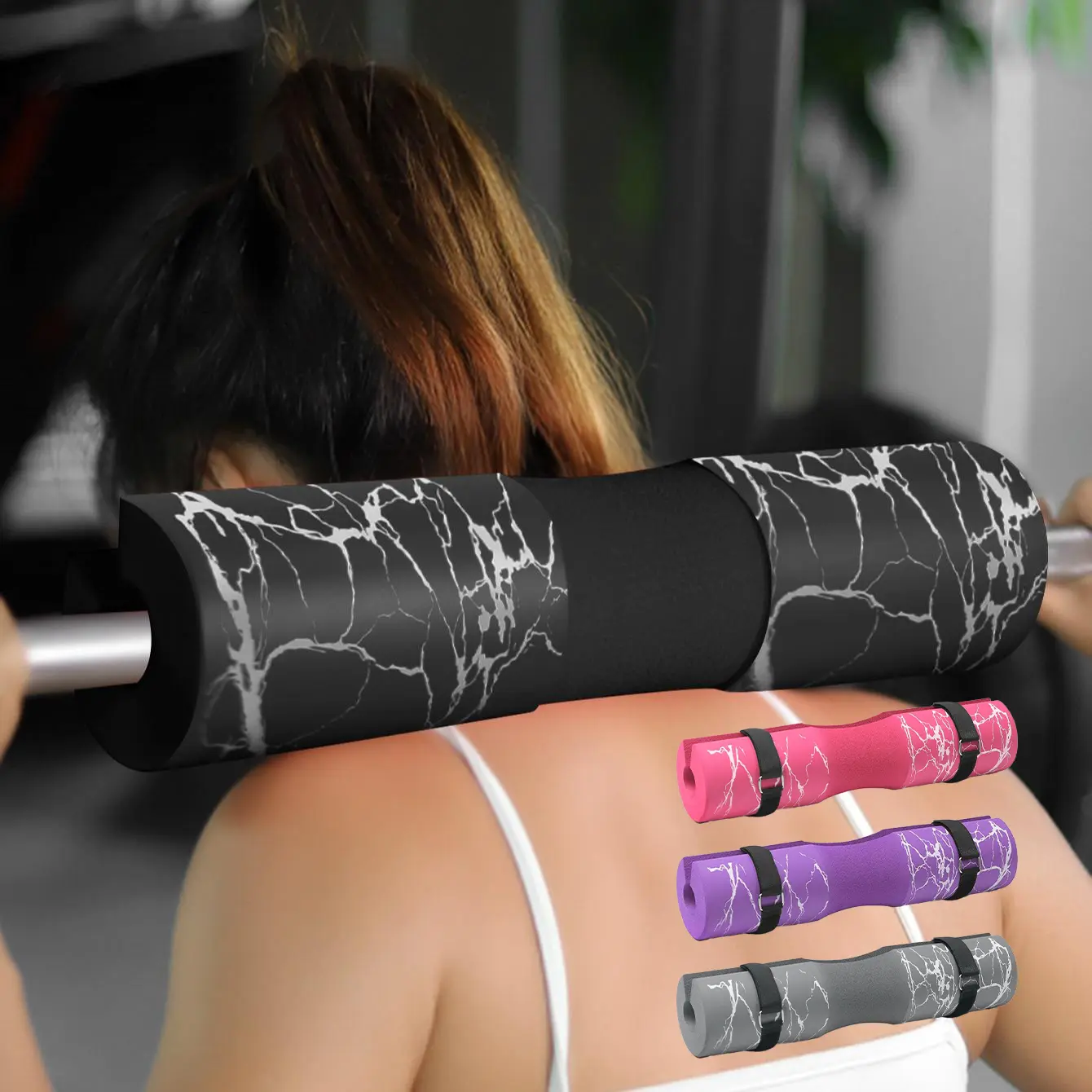 Marble Pattern Barbell Pad, Squat Pad for Squats, Foam Sponge Pad for Weightlifting, Lunges and Hip Thrusts, Exercise Machine Accessories, Gym Accessories