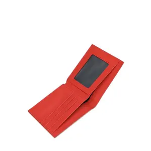 Men's Red Leather Wallet with Card Slots and RFID Protection for Everyday Use