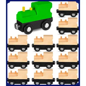 12 Pcs Unfinished DIY Wooden Trains Magnetic Unpainted Wooden Train Cars Toys for Railway Paint Project, Birthday Party Decorations Back to School Crafts Gifts Supplies (Classic)(Gag Toys & Practical Jokes)(Gag Toys & Practical Jokes)