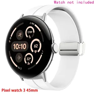 Magnetic Silicone Band for Google Pixel Watch 3 45mm, Sports Strap Replaced Accessories for Pixel WATCH 3 45MM, Wristband Bracelet, Wearable, Watch Straps, Smart Watch Strap