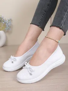 New Mesh Mary Jane Shoes for Women, Lightweight Breathable Bow Flat Slip-On Shoes, Versatile Low Heel Casual Sneakers, Walking Shoes