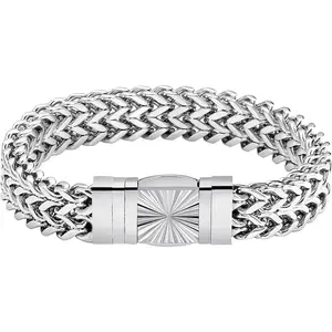 Cuban Link Chain Bracelet for Men- 316L Stainless Steel 9/10MM Width Fashion Pattern Snap Button Hip Hop Jewelry,Two Style Cuban Bracelets 18K Gold Plated/Stainless Steel with Gift Box