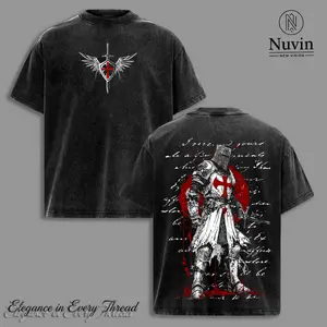 Templar Knight – Faith And Honor Shirt, Sweatshirt, Hoodie Medieval Crusader Armor Design, Red Cross Shield Emblem, Holy Warrior Aesthetic Graphic Tee, Dark Gothic Vintage Washed Unisex Streetwear For History And Knight core Fans
