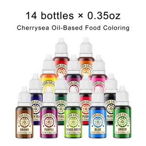 Oil-Based Food Coloring for Chocolate 14x10ml Colors Set Edible Oil Food Dye for Baking Cake Cookie Icing Fondant Meringues Decorating Chrismass Birthday 35 Fl. Oz Bottles Bake