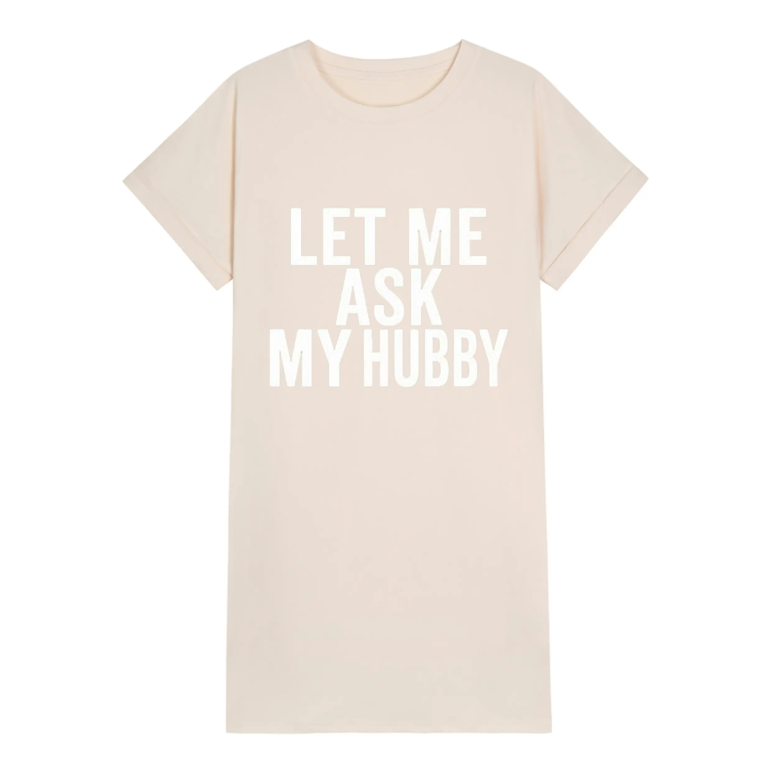 Women’s Short-Sleeve Crew-Neck T-Shirt Dress  Funny Print “Ask My Husband” Streetwear Top Top Choice for Golf Outfits Golf-Themed Gift for Your Daughter for Thanksgiving