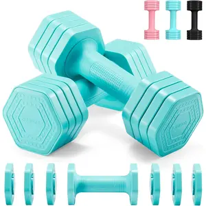 Women's 4-in-1 Adjustable Dumbbell Set, Compact Non-Slip TPU Soft Handle Free Weights (2lb-5lb) for Home Gym Pilates & Strength Training heavy duty