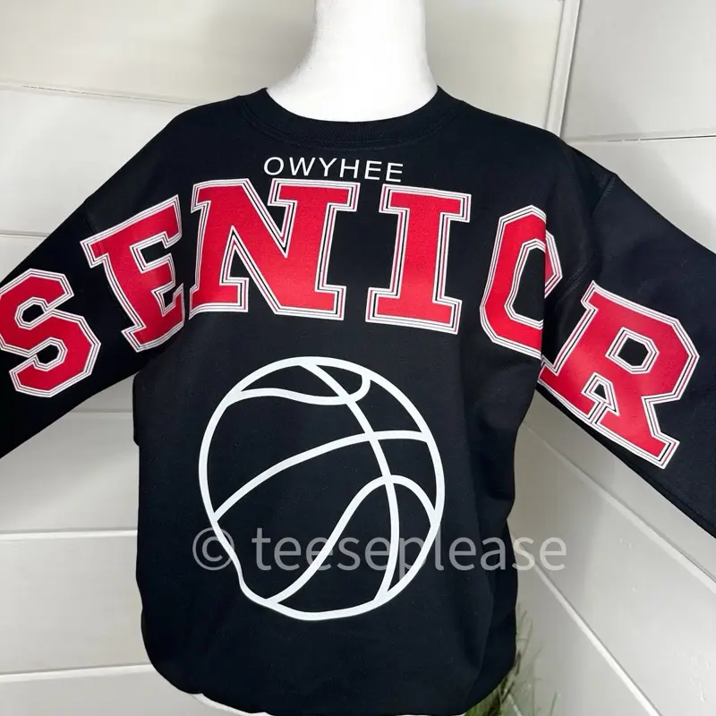 Senior 26 | Custom Oversized Sweatshirt | School Spirit Crewneck | Basketball Senior  Sweatshirt | Arm to Arm Big Bold Text