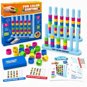 Color Stacking Challenge STEM Toy for Toddlers 6+, Montessori Sensory Color Sorting Puzzle Game, Fine Motor & Cognitive Development Toys, ADHD Focus & Attention Training, Family Interactive Board Game for Kids, Christmas Birthday Gift