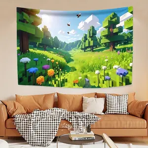 Minecraft inspired tapestry. Perfect for all kinds of holidays, Perfect Tapestry Gifts, Living Room Bedroom Office Home Decor Wall Carpets/Room Decor/Party Decor Wall Hanging, Premium Printed Tapestry, Perfect Gifts