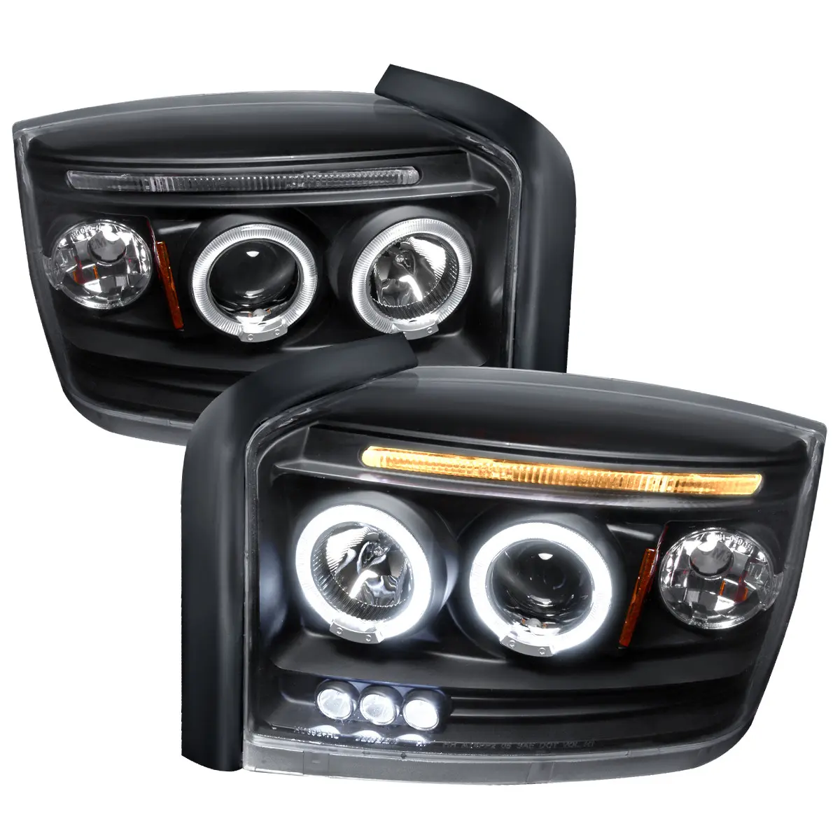 2005-2007 Dakota Dual Halo Projector Headlights (Matte Black Housing/Clear Lens) 2005-2007 Dakota Dual Halo Projector Headlights (Matte Black Housing/Clear Lens)