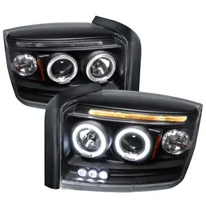 2005-2007 Dakota Dual Halo Projector Headlights (Matte Black Housing/Clear Lens)