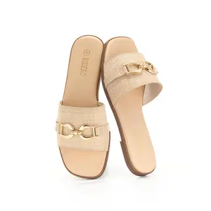 Women's Flat Sandals Summer Comfortable Square Open Toe Slip On Leather Slide Sandals Footwear Shoe Girl Tactical - Summervibes