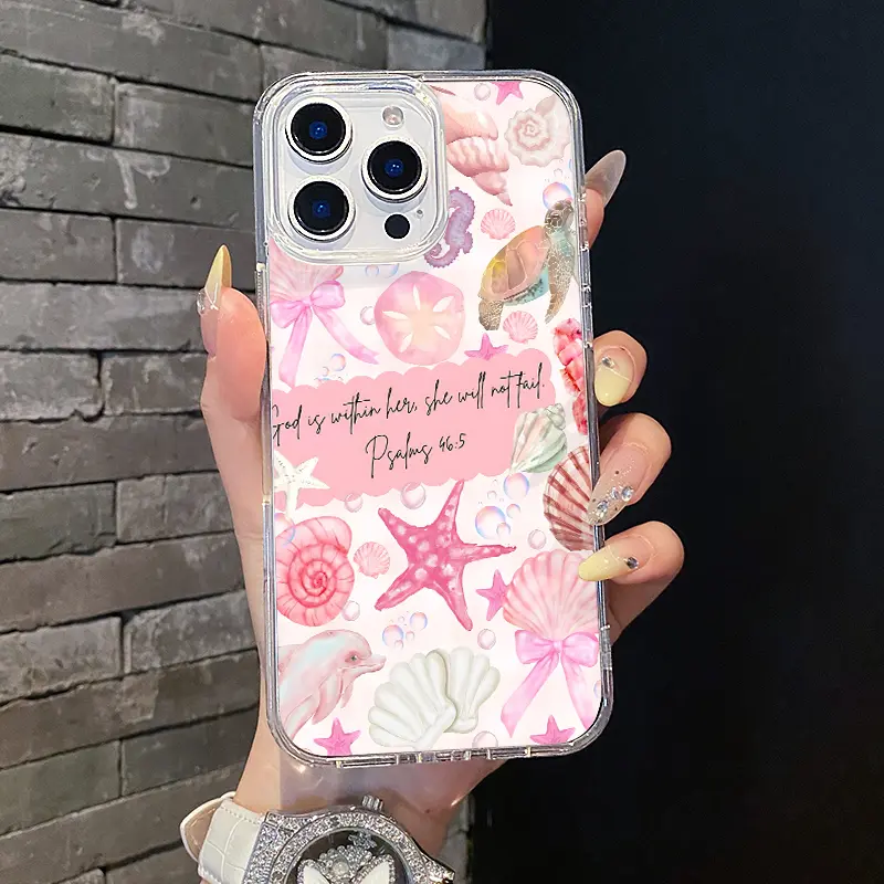 Magnetic Coquette Aesthetic TPU Cellphone Case - Pastel Seashells Bible Verse Design, Shockproof, Waterproof, Resistance Phone Accessory for iPhone 17-11, XS, XR, Girly Handheld Device Accessories