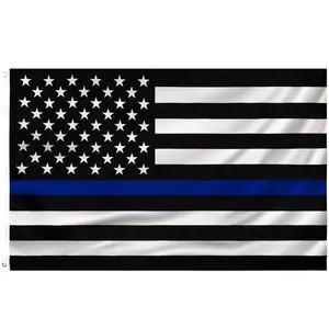 Blue Line American 3x5Ft Flag Heavy Duty Blue Lives Matter USA Flag for Outdoor Banner with 2 Brass Grommets never surrender funny flag Decoration