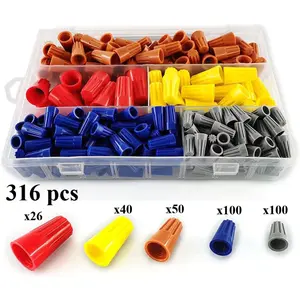 316 PCS Wire Cap Connector Nut Kit with Spring Twisted Wire Connector for Quick Connection Flame Retardant PVC Material