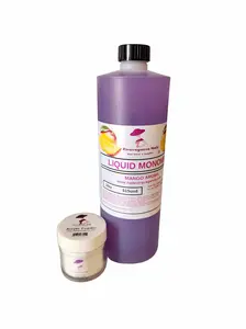 Extravaganza Nails Monomer Mango Aroma Liquid 16 fl oz & FREE CLEAR POLYMER ACRYLIC POWDER 7grms for Flawless Nail Care