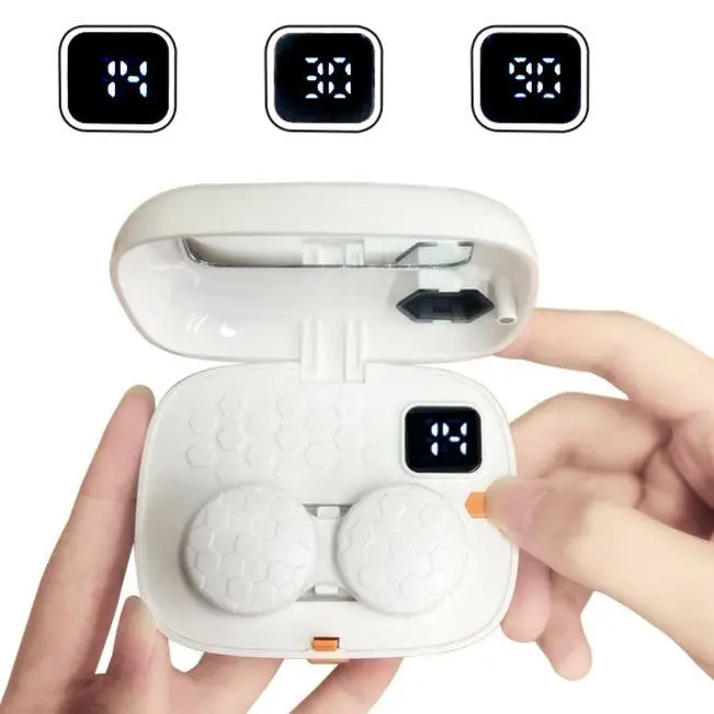 USB Ultrasonic Contact Lens Cleanser with Mirror, Lightweight, Safe Cleaning Modes, Countdown Function, for Soft, Hard, Colored, RGP, OK Lenses, Portable Cosmetic Eyewear Accessory R2121